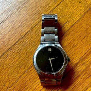 Movado museum classic stainless steel saphire crystal watch